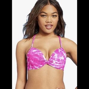 Bathing Suit Bra Top Size 34C Pink & White Tie-Dye NEW Swimsuit Pool Beach